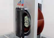 Fläkt samt s.k. eftervärmebatteri till inkommande ventilationsluft